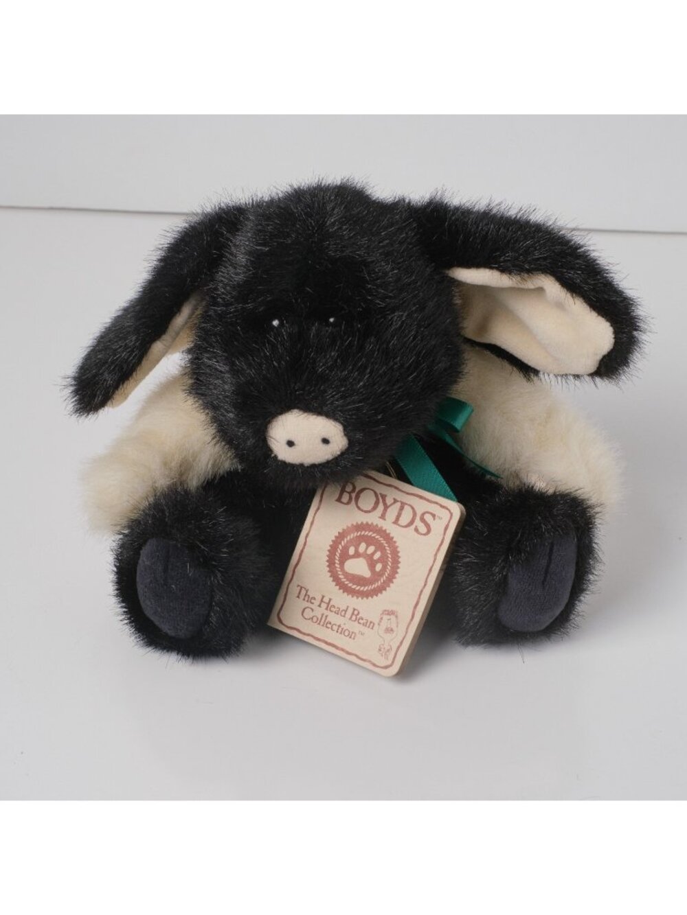 BOYDS Head Bean Collection Farley O' Pigg Black Piglet 8" Stuffed Toy Plush VGC